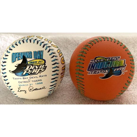 Vintage Lot of (2) Tampa Bay Devil Rays Inaugural Season Baseballs March 1998 - Picture 1 of 10
